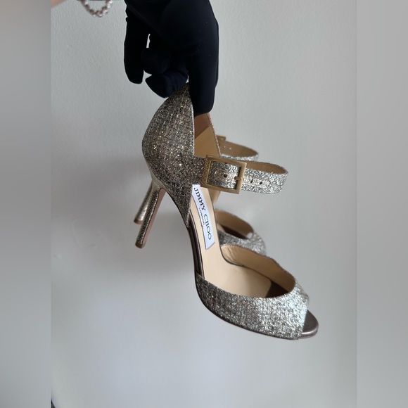 Jimmy Choo Gold Glitter Heels - Picture 9 of 9